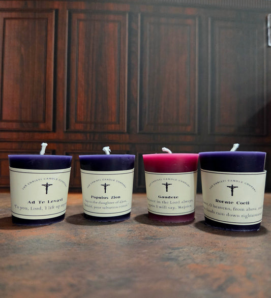 100% Beeswax Votive Advent Candles - set of 4