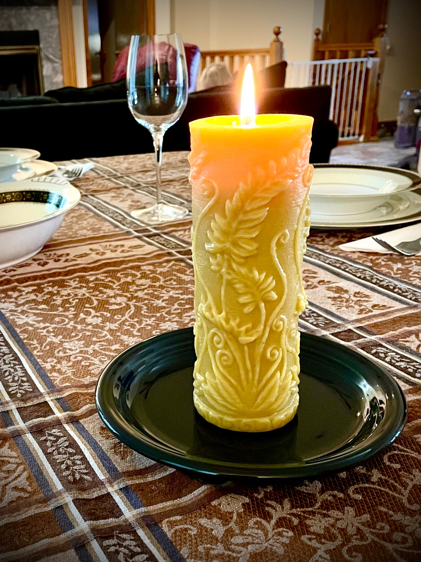 Elegant Fern 100% Beeswax Pillar Candle