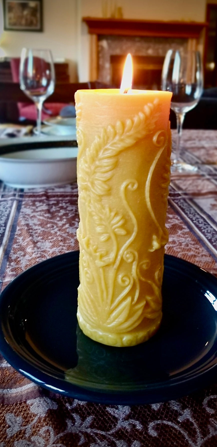 Elegant Fern 100% Beeswax Pillar Candle