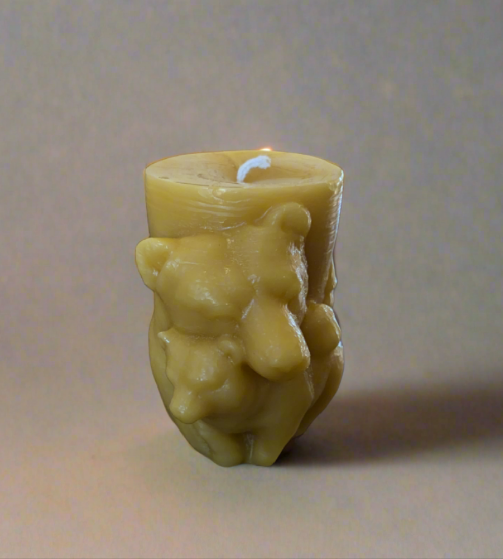 Mama Bear Pillar Candle - 100% Beeswax