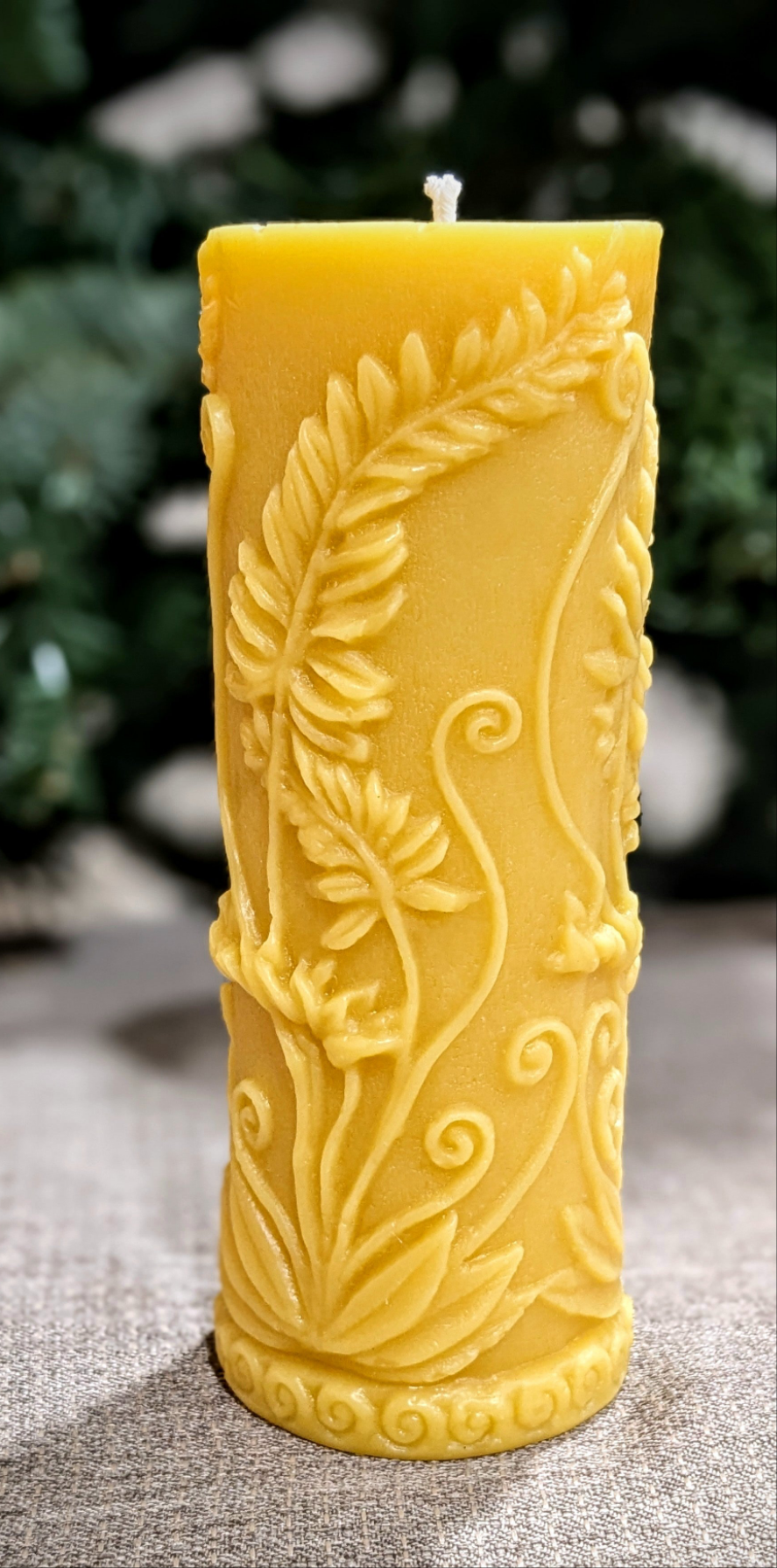 Elegant Fern 100% Beeswax Pillar Candle