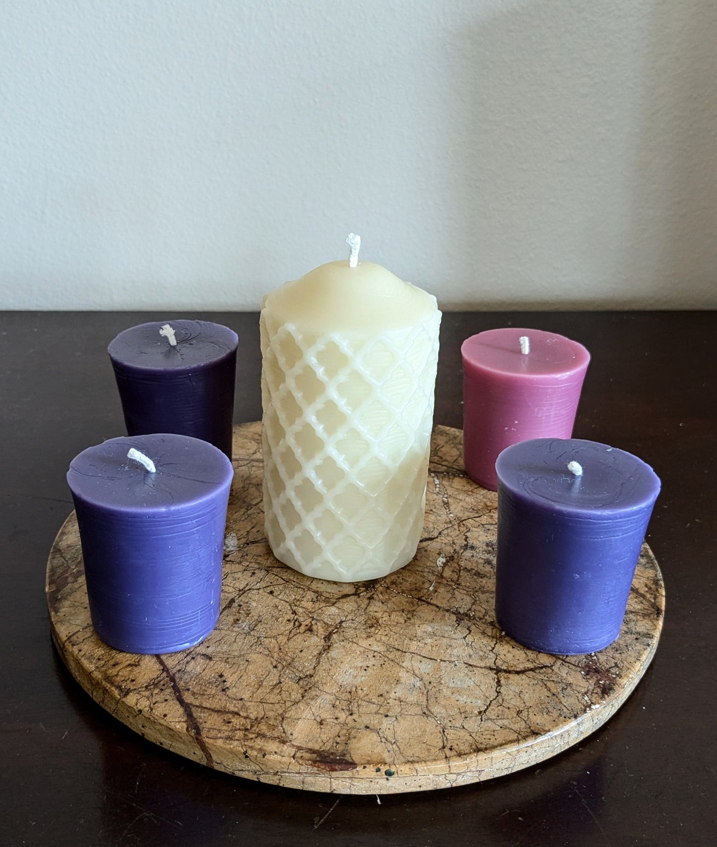 100% Beeswax Votive Advent Candles - set of 4