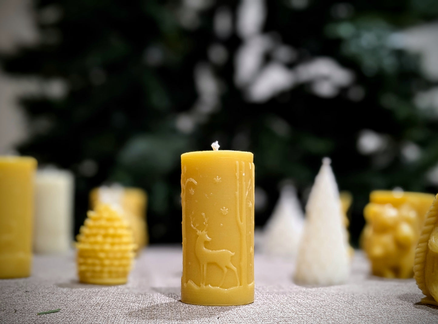 Deer Winter Woodland - 100% Beeswax Candle