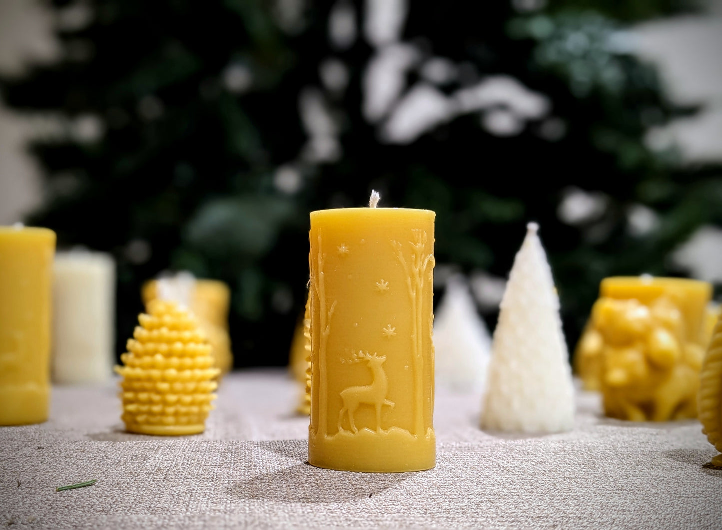 Deer Winter Woodland - 100% Beeswax Candle