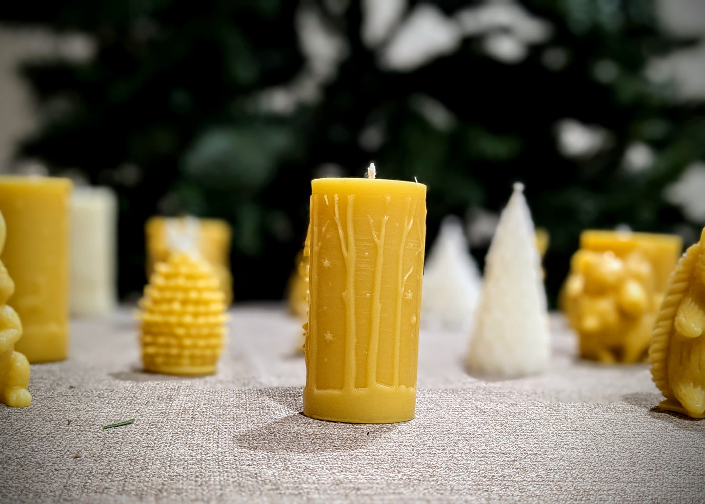 Deer Winter Woodland - 100% Beeswax Candle