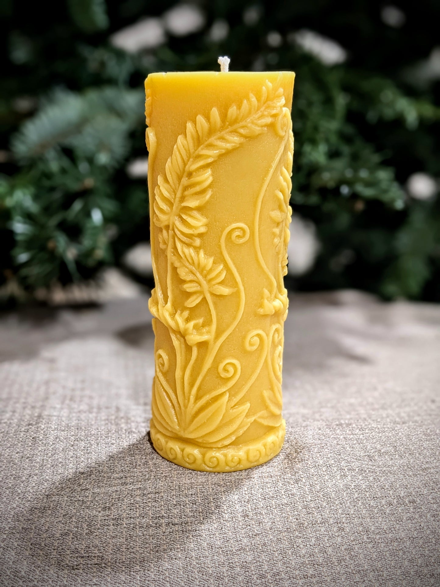 Elegant Fern 100% Beeswax Pillar Candle