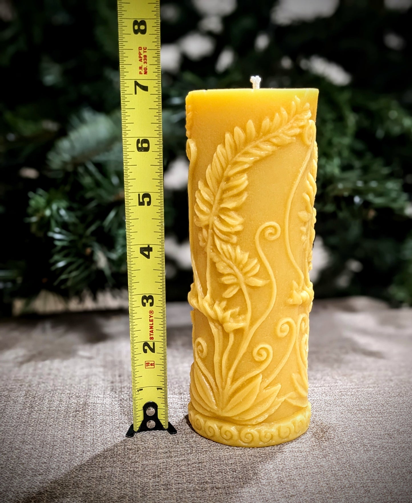 Elegant Fern 100% Beeswax Pillar Candle