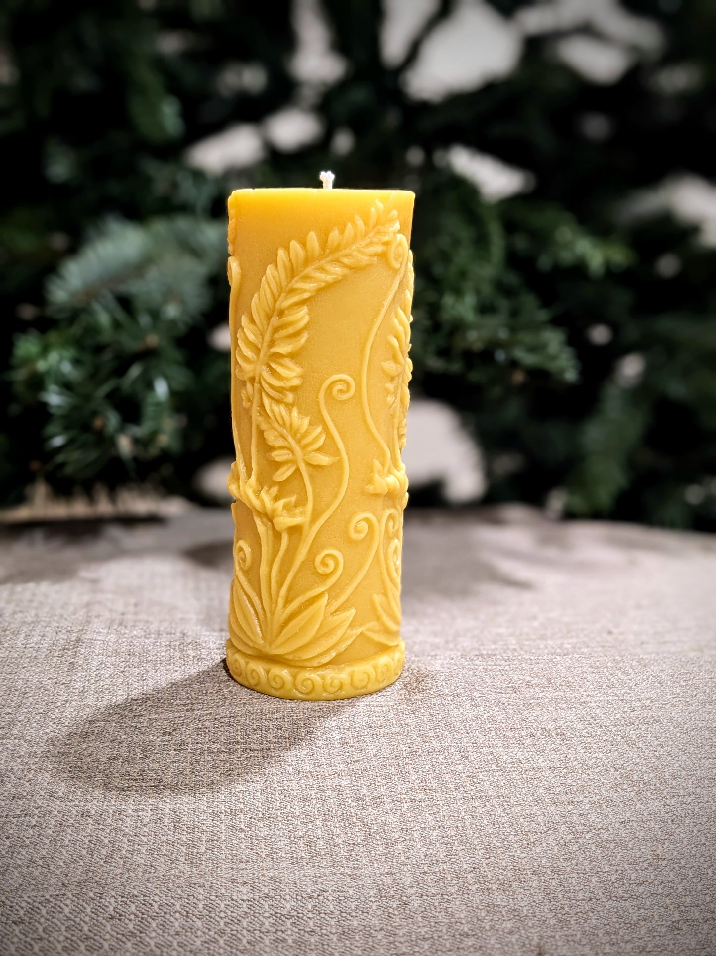 Elegant Fern 100% Beeswax Pillar Candle