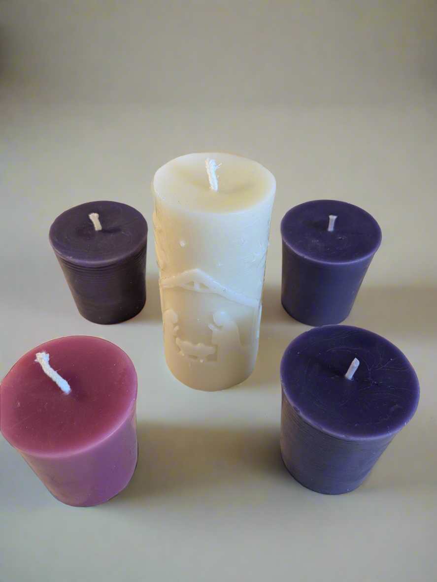 100% Beeswax Votive Advent Candles - set of 4