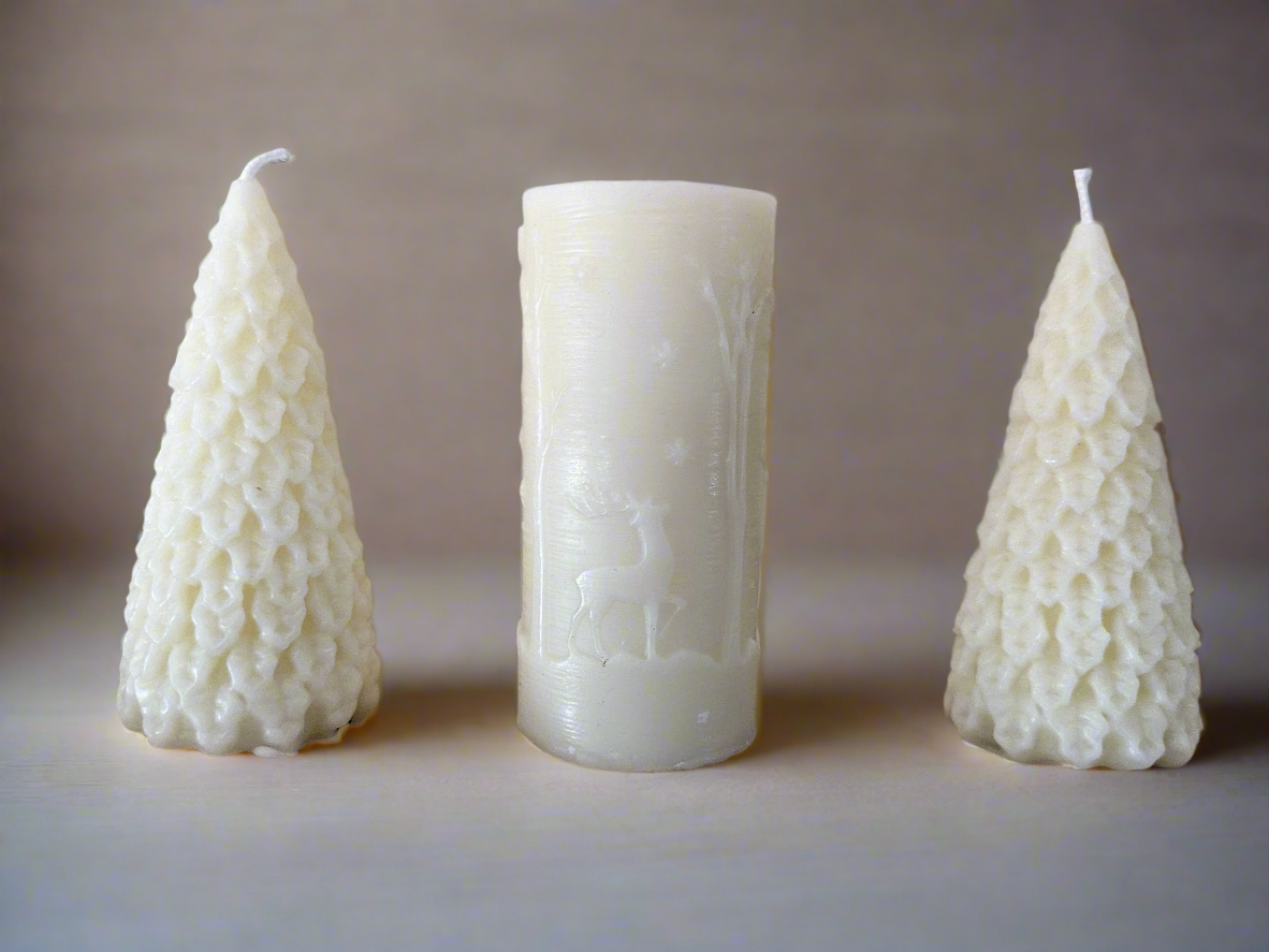 Deer Winter Woodland - 100% Beeswax Candle