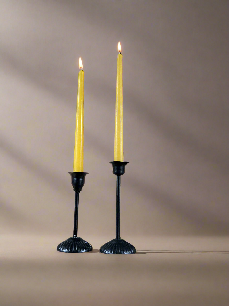 Yellow Taper Candle 10" - 100% Pure Beeswax (set of 2)