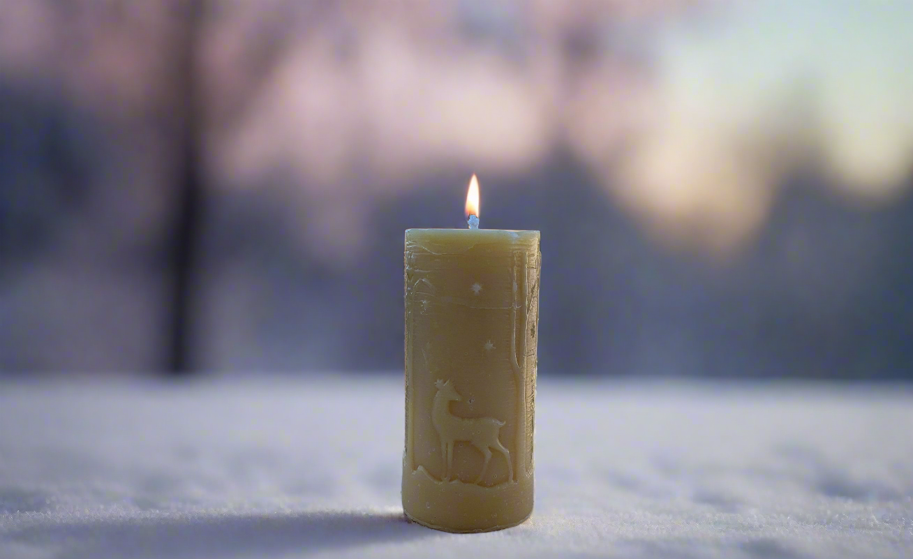 Deer Winter Woodland - 100% Beeswax Candle