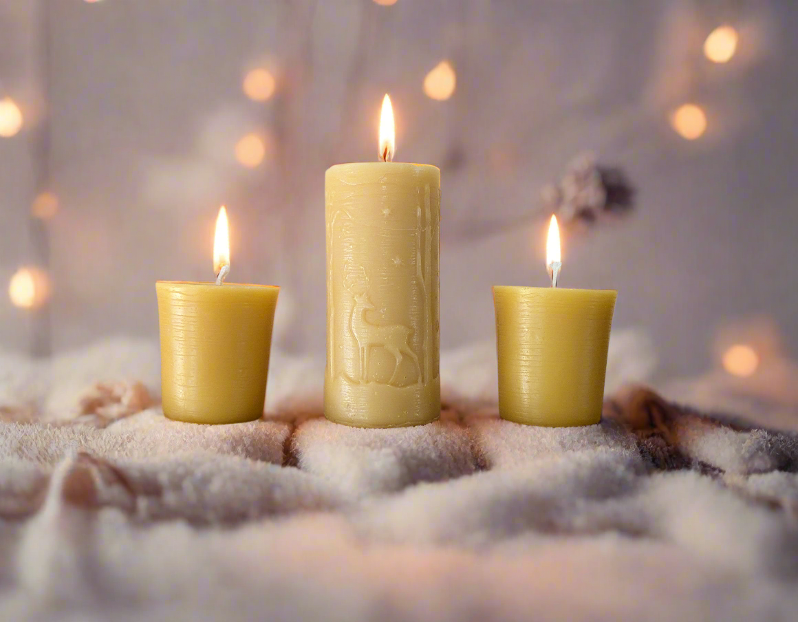 Deer Winter Woodland - 100% Beeswax Candle