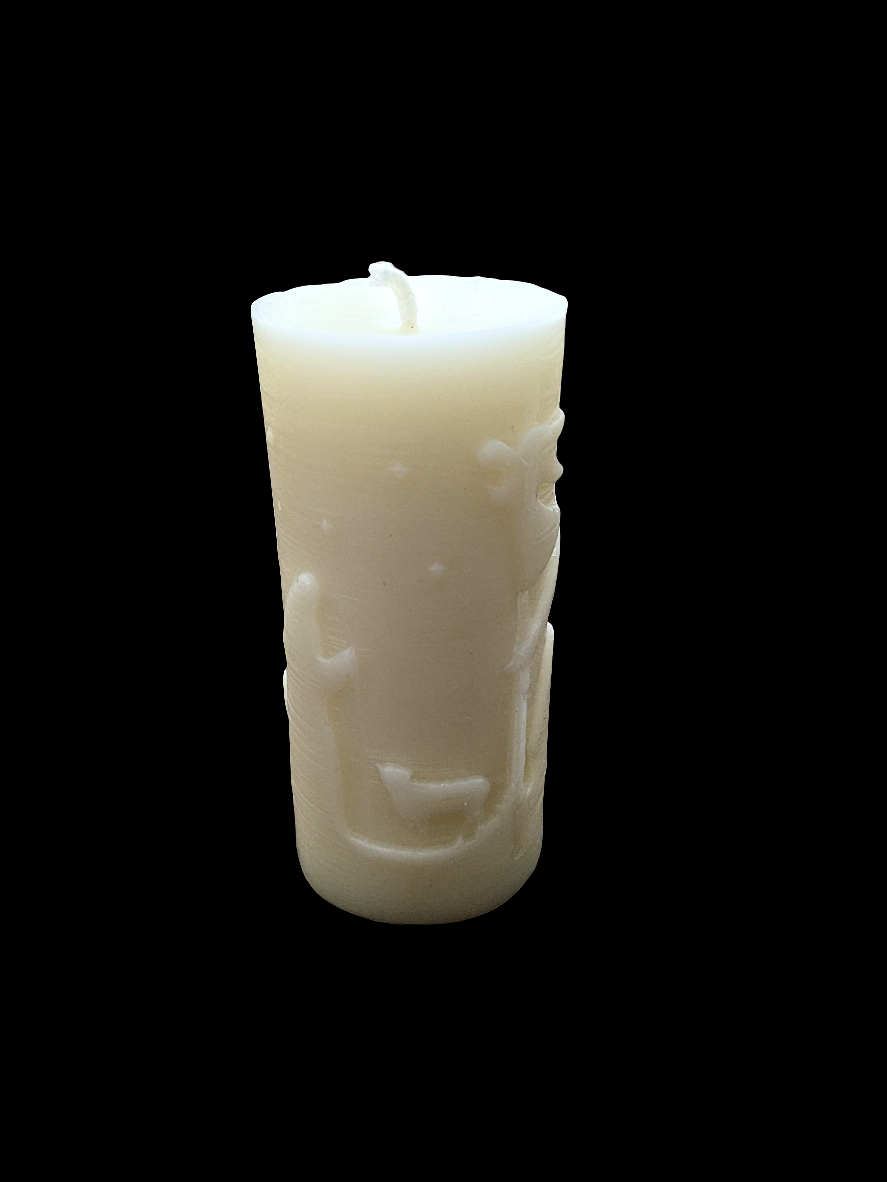 Classic Nativity Scene 100% Beeswax Candle -Small