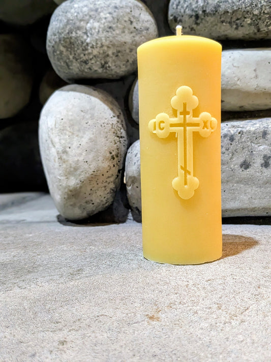 100% Pure Beeswax - Unpainted Large Cross Candle