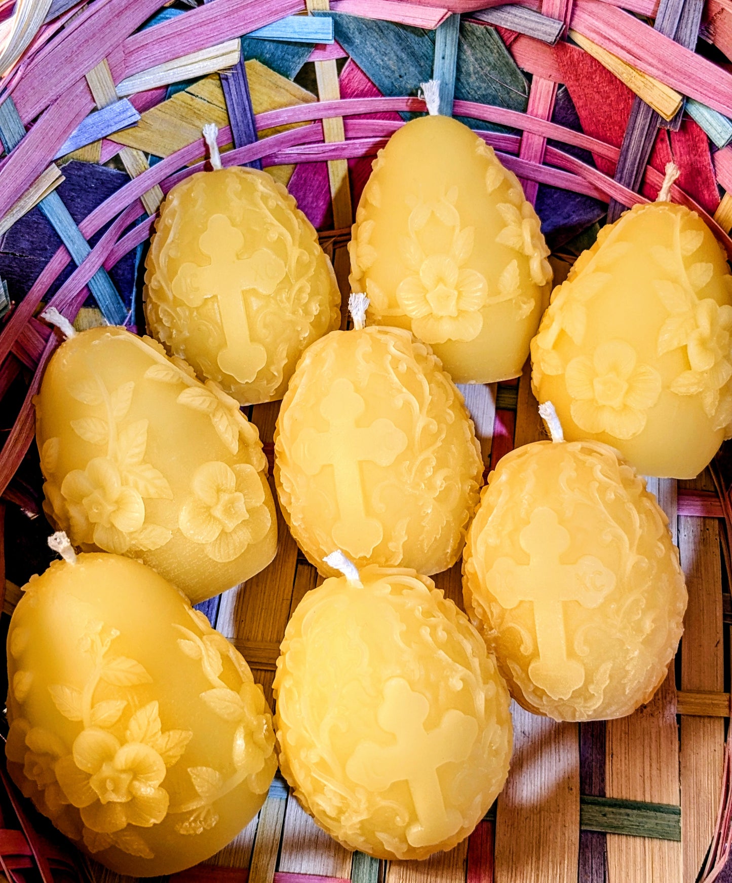 Cross Egg Easter Candle - 100% pure beeswax
