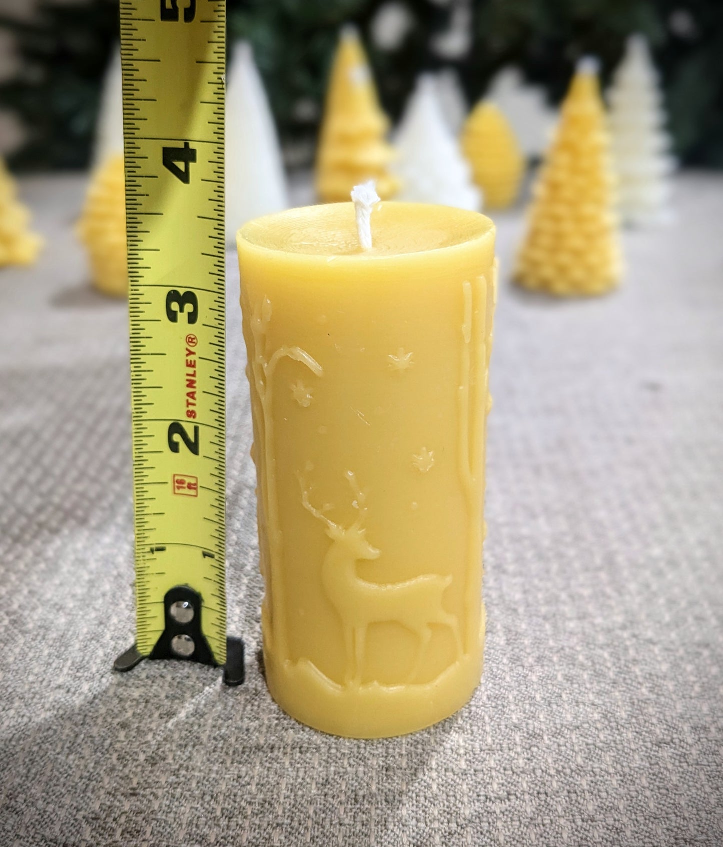 Deer Winter Woodland - 100% Beeswax Candle