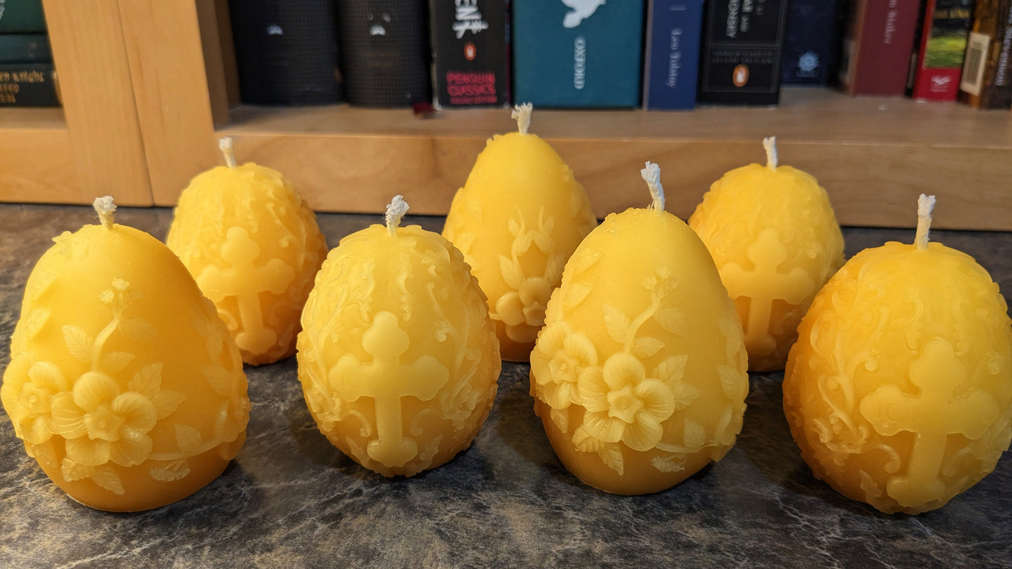 Cross Egg Easter Candle - 100% pure beeswax