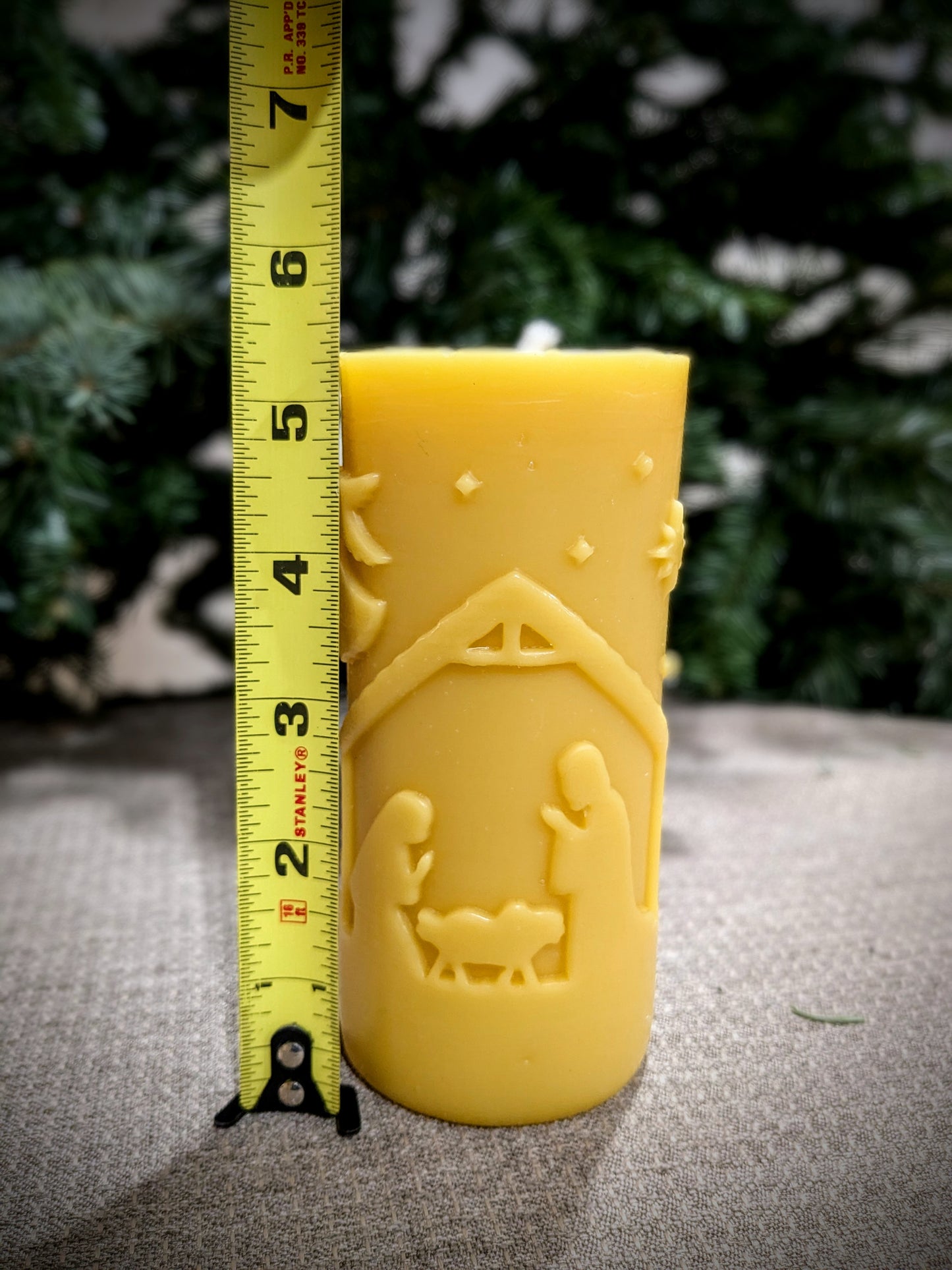 Classic Nativity Scene 100% Beeswax Candle -Large