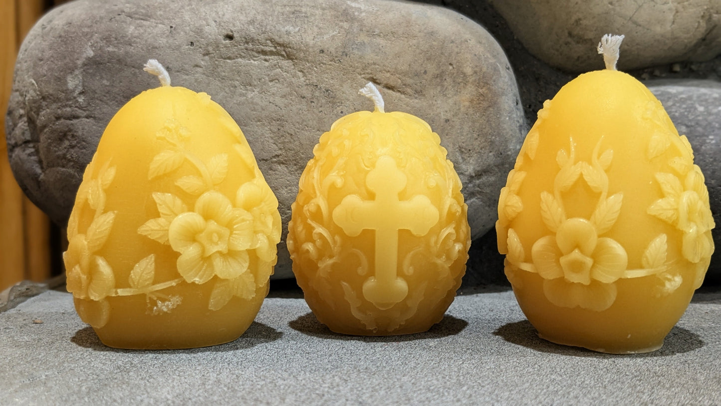 Cross Egg Easter Candle - 100% pure beeswax