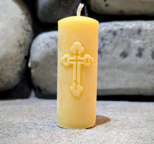 100% Pure Beeswax - Unpainted Small Cross Candle
