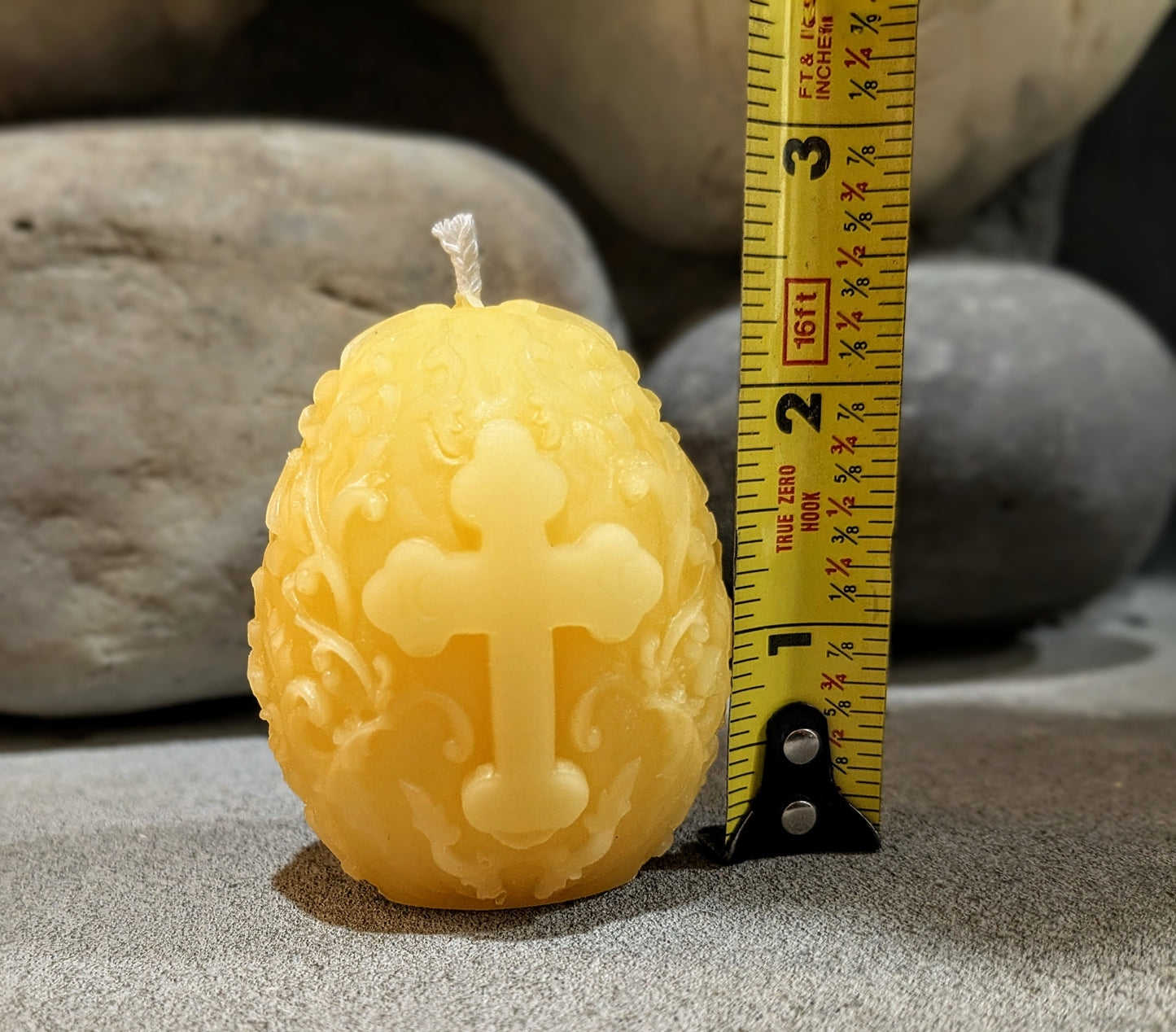 Cross Egg Easter Candle - 100% pure beeswax