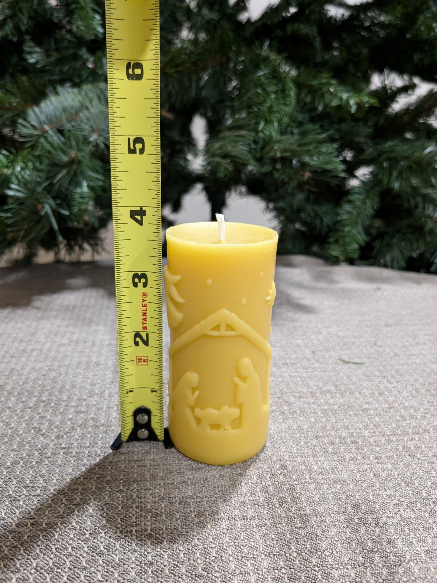 Classic Nativity Scene 100% Beeswax Candle -Small