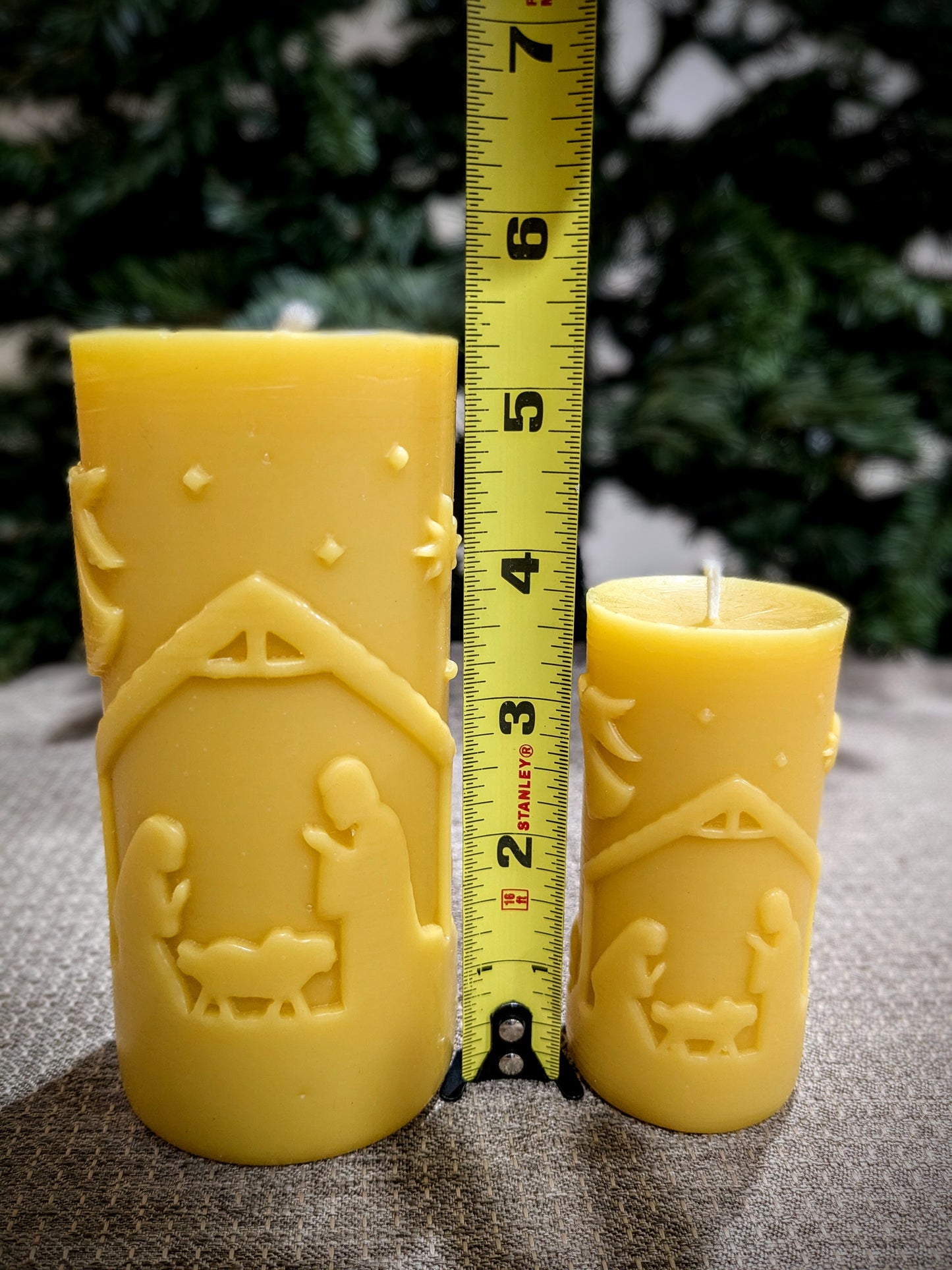 Classic Nativity Scene 100% Beeswax Candle -Small