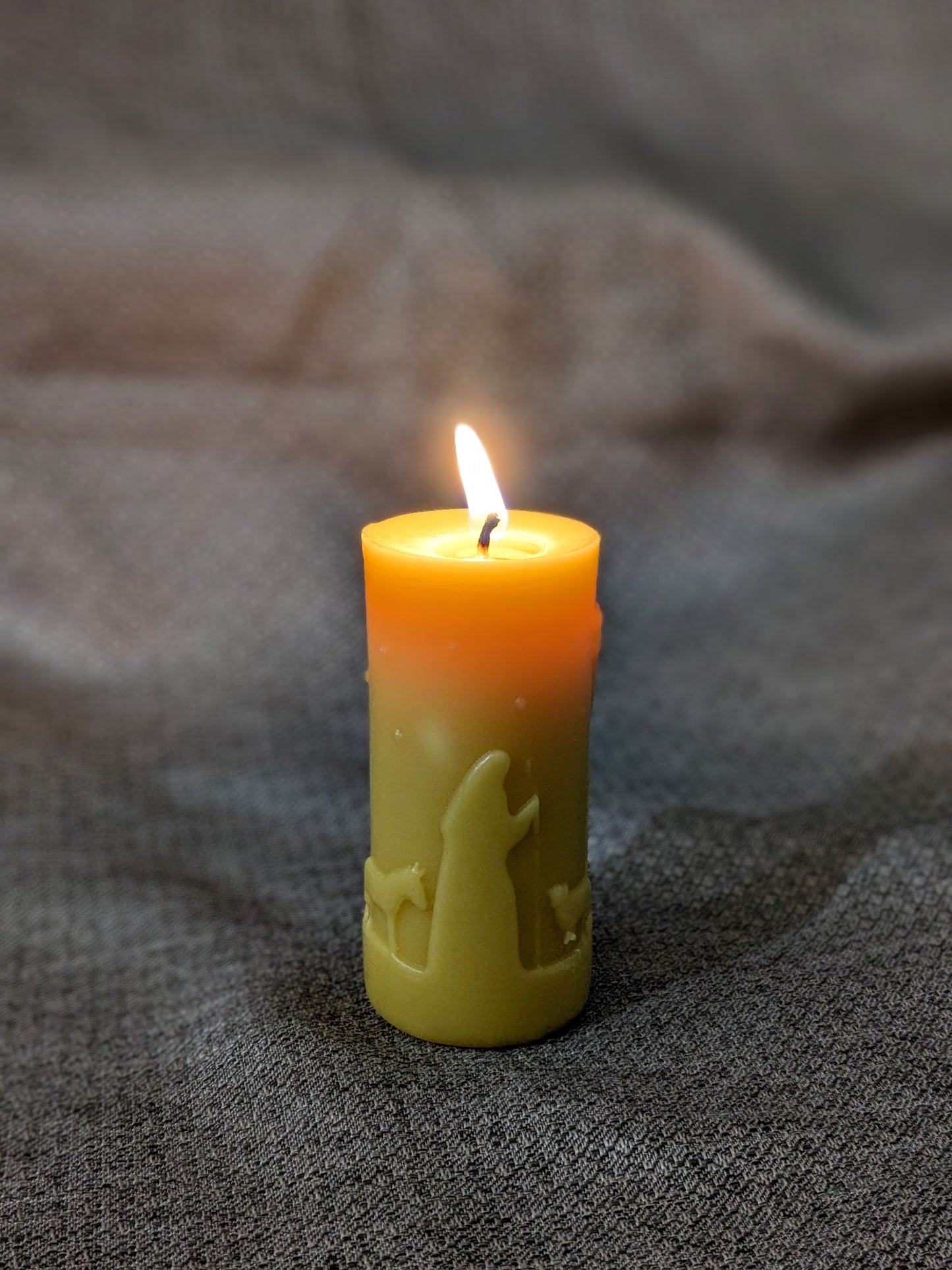 Classic Nativity Scene 100% Beeswax Candle -Small